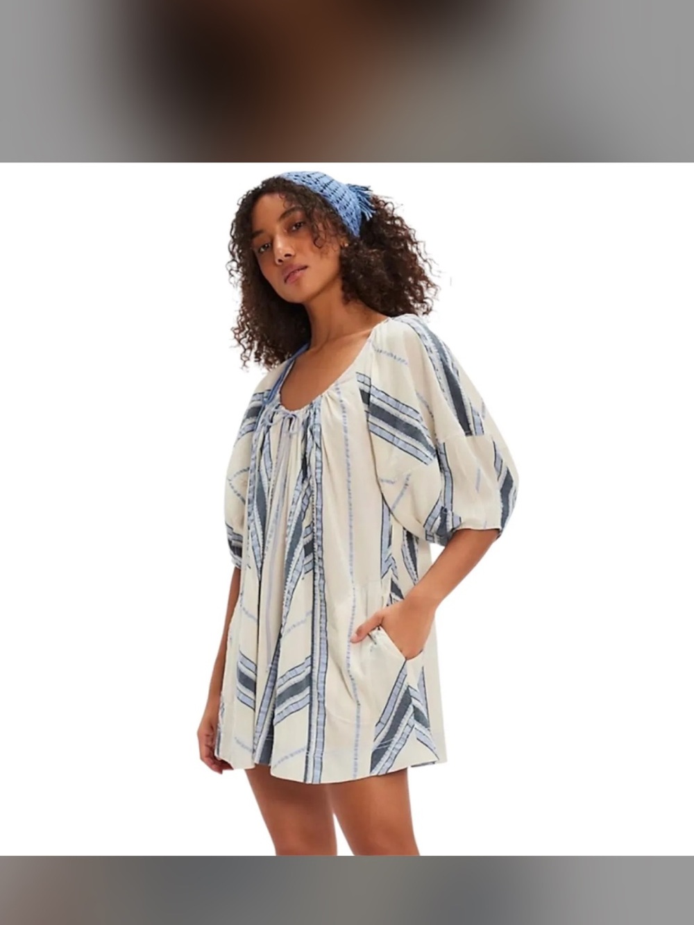 NWOT Free People Seaside Stripe Oversized Romper - Cream & Navy Stripe